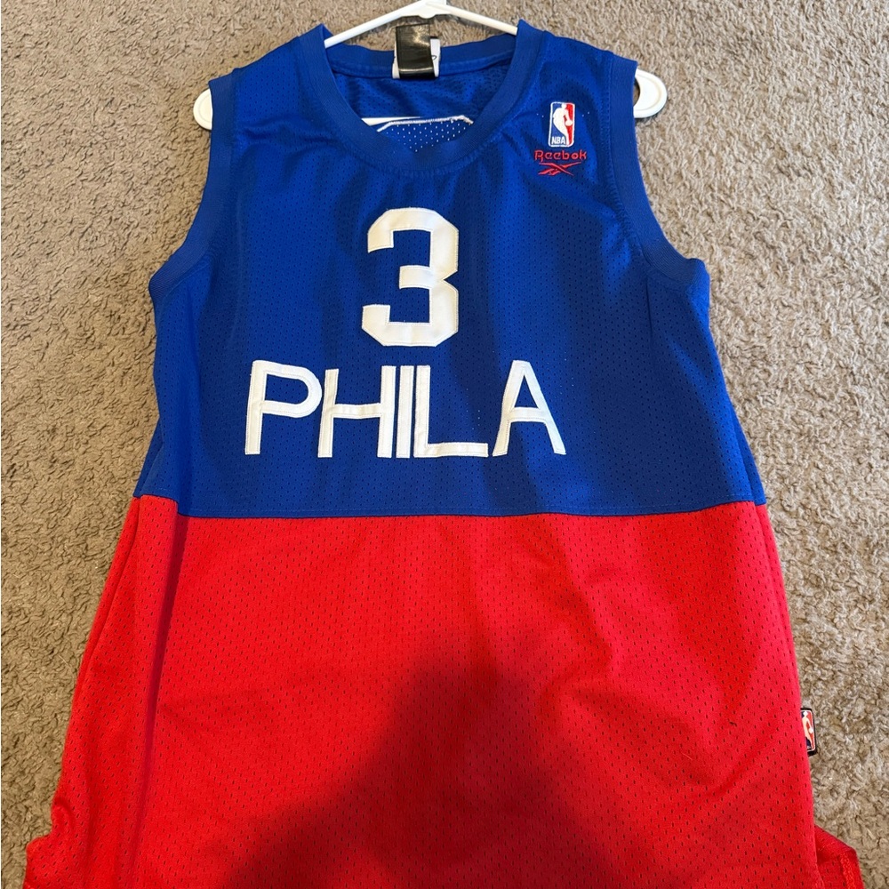 Reebok Allen Iverson #3 Philadelphia 76ers NBA Jersey Blue Red Size M
